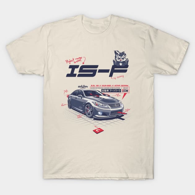 JDM - Lex IS F II - CarCorner T-Shirt by CarCorner - Automotive Artwork